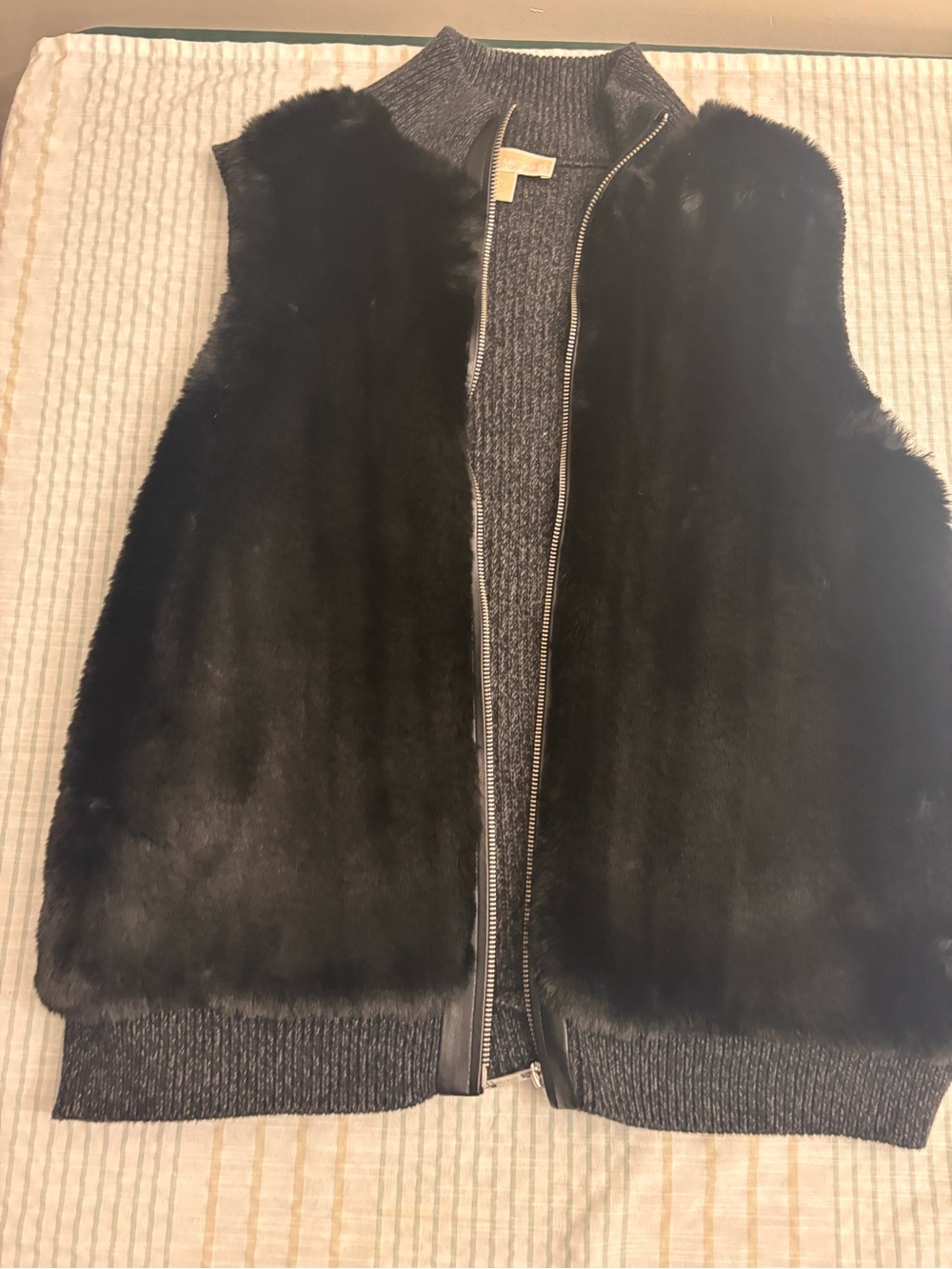 MICHAEL Michael Kors Black Faux Fur Zip Vest